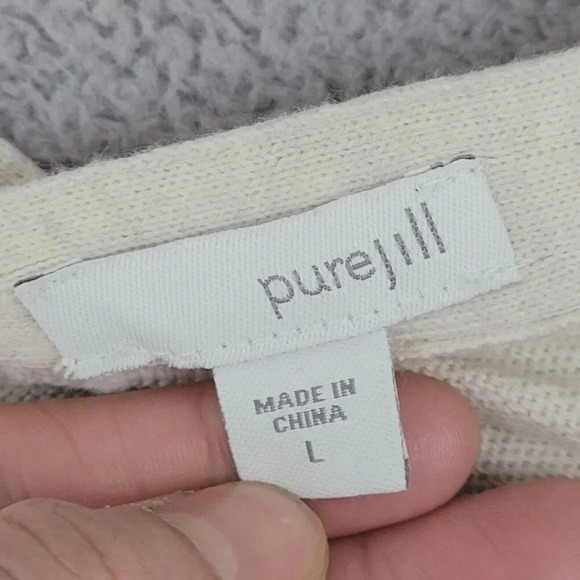 Pure Jill Womens Open Front Cardigan Long Sleeve Beige L Cotton/Nylon 21PT - Picture 4 of 8